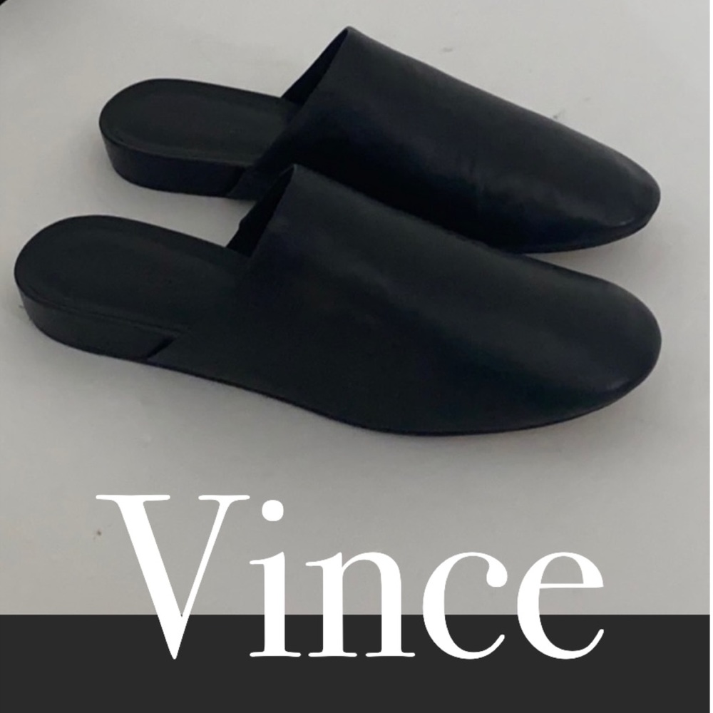 Authentic Vince black leather mules sandals sz 7.5